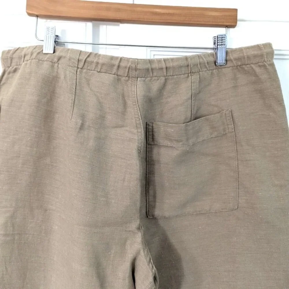 BR Men's Linen Tan Drawstring Casual Beach Pants